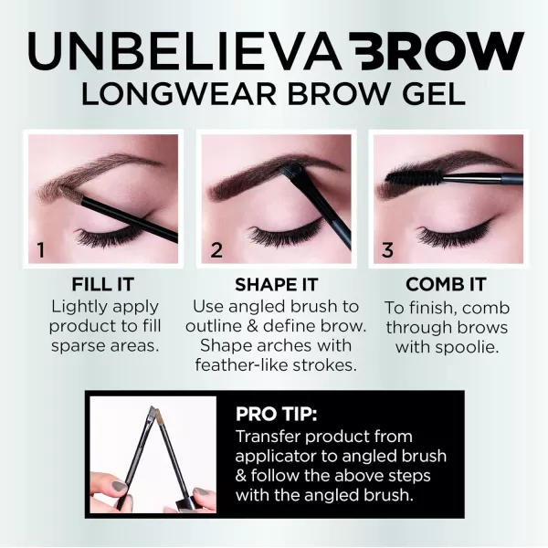 L'Oreal Paris Unbelieva-Brow Longwear Eyebrow Topcoat, Waterproof, Smudge-resistant, Transfer- Proof, Quick Drying, Easy and quick application with precise brush, Universal Transparent, 0.15 fl. oz.