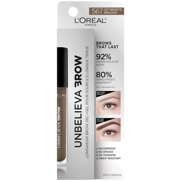 L'Oreal Paris Unbelieva-Brow Longwear Waterproof Tinted Brow Gel, Smudge-resistant, Transfer- Proof, Quick Drying, Easy and quick application with precise brush, Blonde, 0.15 fl. oz.