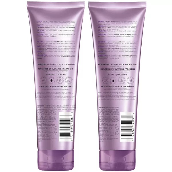L'Oreal Paris Volume Sulfate Free Shampoo and Conditioner for Color-Treated Hair, EverPure, 8.5 Fl Oz )