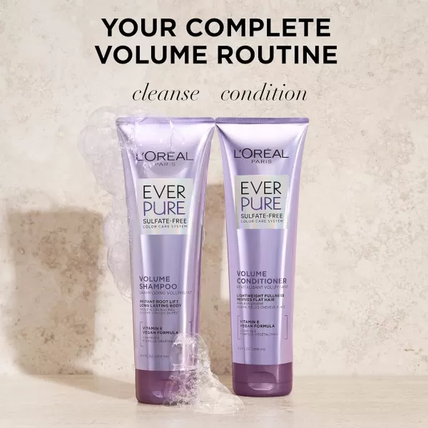 L'Oreal Paris Volume Sulfate Free Shampoo and Conditioner for Color-Treated Hair, EverPure, 8.5 Fl Oz )