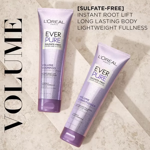 L'Oreal Paris Volume Sulfate Free Shampoo and Conditioner for Color-Treated Hair, EverPure, 8.5 Fl Oz )