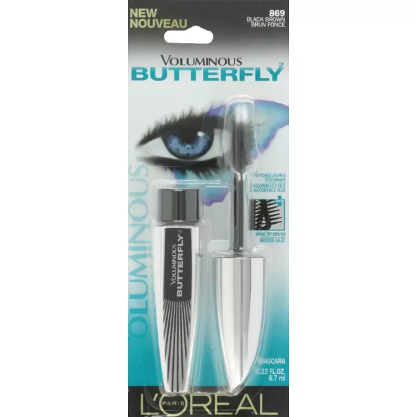 L'Oreal Paris Voluminous Butterfly Mascara, Washable, Blackest Black, 0.22 Fl. Oz., 1 Count