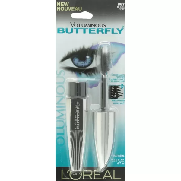 L'Oreal Paris Voluminous Butterfly Mascara, Washable, Blackest Black, 0.22 Fl. Oz., 1 Count