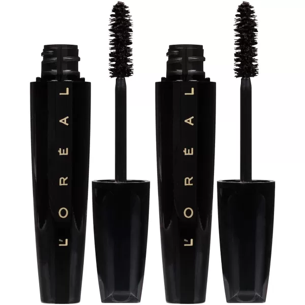 L'Oreal Paris Voluminous Extra Volume Collagen Plumping Mascara, Blackest Black, 0.34 Fl Oz, 2 Count