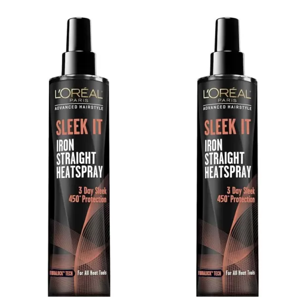 L'Oréal Paris Advanced Hairstyle Sleek It Iron Straight Heat Spray, 5.7 Ounce)