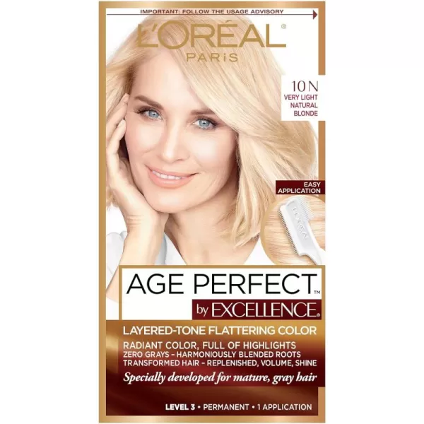 L'Oreal Paris Age Perfect Permanent Hair Color, 9N Light Natural Blonde, 1 kit