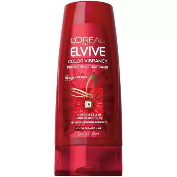 L'Oreal Paris Elvive Color Vibrancy Protecting Conditioner, for Color Treated Hair, Conditioner with Linseed Elixir and Anti-Oxidants, for Anti-Fade, High Shine, and Color Protection, 28 Fl Oz)