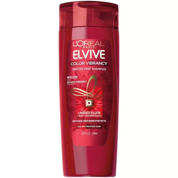 L'Oreal Paris Elvive Color Vibrancy Protecting Shampoo, for Color Treated Hair, Shampoo with Linseed Elixir and Anti-Oxidants, for Anti-Fade, High Shine, and Color Protection, 28 Fl Oz)