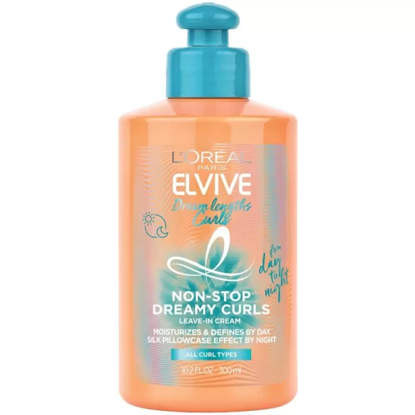 L’Oréal Paris Elvive Dream Lengths Curls Non-Stop Dreamy Curls leave-in conditioner, Paraben-Free with Hyaluronic Acid and Castor Oil. Best for wavy hair to coily hair, 10.2 fl oz)
