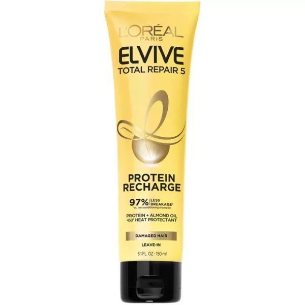 L'Oreal Paris Elvive Total Repair 5 Protein Recharge Leave In Conditioner Treatment and Heat Protectant, 5.1 Ounce)