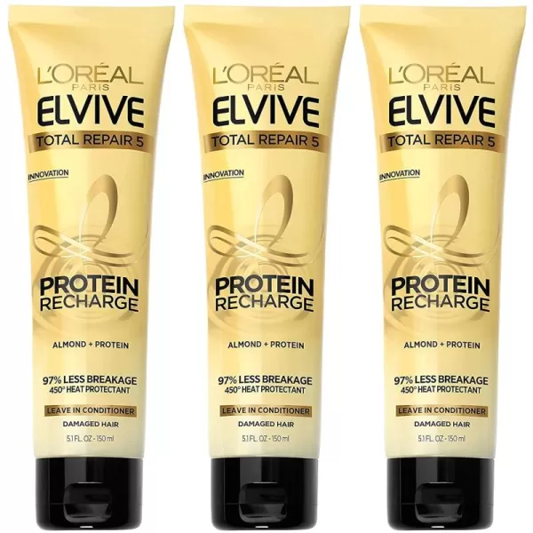 L'Oreal Paris Elvive Total Repair 5 Protein Recharge Leave In Conditioner Treatment and Heat Protectant, 5.1 Ounce)