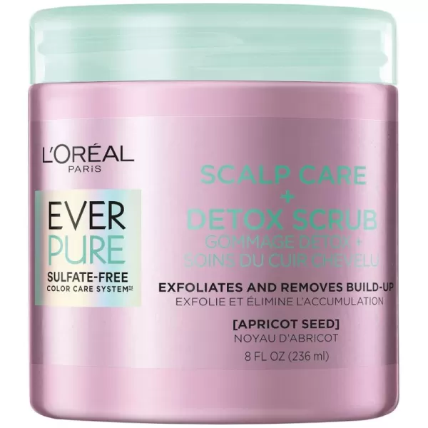 L'Oreal Paris EverPure Exfoliating Scalp Care + Detox Scrub with Apricot seed, 8 Ounce)