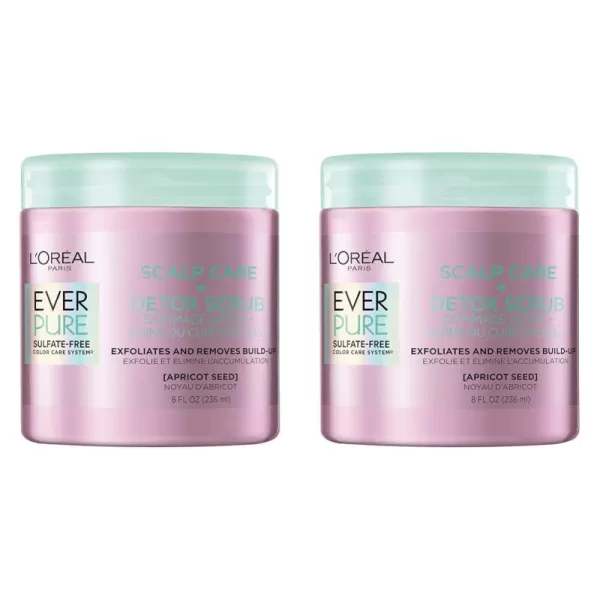 L'Oreal Paris EverPure Exfoliating Scalp Care + Detox Scrub with Apricot seed, 8 Ounce)