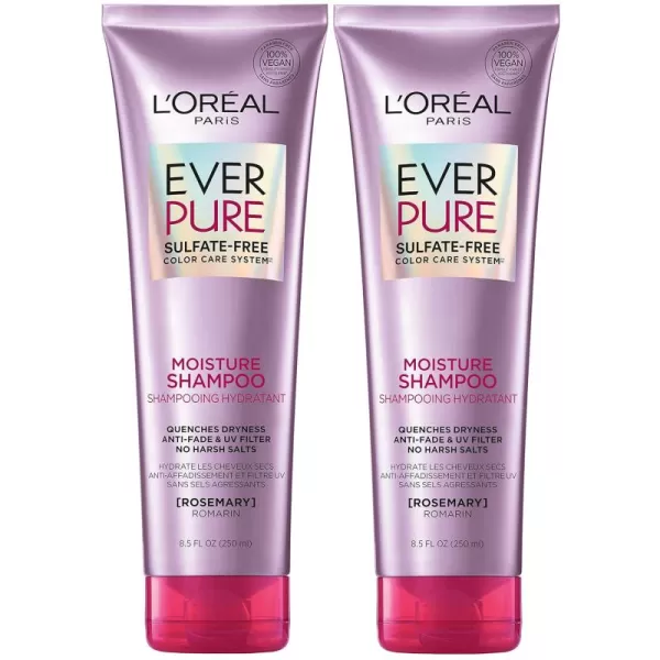 L'Oreal Paris EverPure Moisture Sulfate Free Shampoo for Color-Treated Hair, Rosemary, 33.8 Fl; Oz)