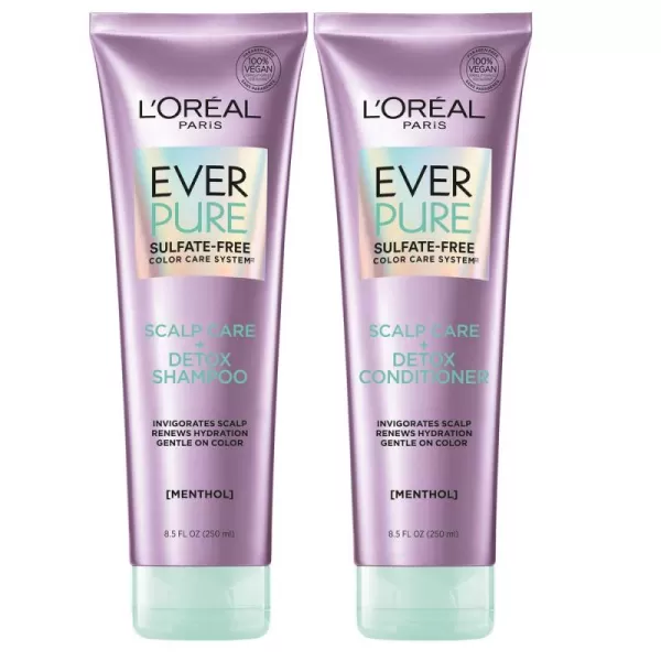 L'Oreal Paris EverPure Scalp Care + Detox Sulfate Free Shampoo &amp; Conditioner, 8.5 Ounce 