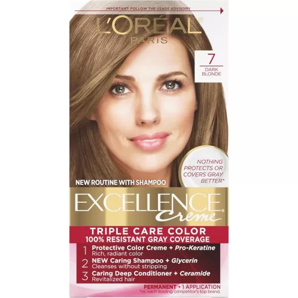 L'Oreal Paris Excellence Creme Permanent Hair Color, 4 Dark Brown, 100 percent Gray Coverage Hair Dye, Pack of 2