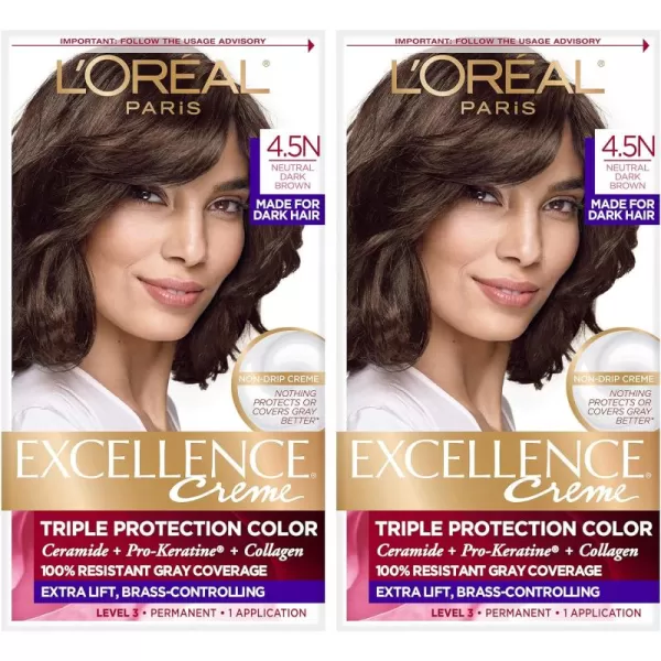 L'Oreal Paris Excellence Creme Permanent Hair Color, 8 Medium Blonde, 100 percent Gray Coverage Hair Dye, Pack of 2