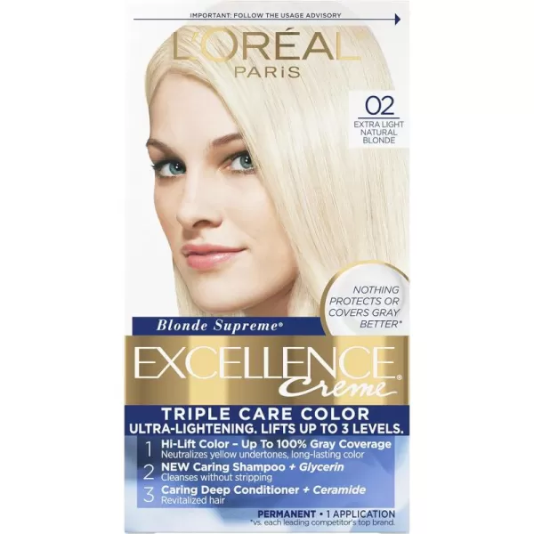 L'Oreal Paris Excellence Creme Permanent Hair Color, 8 Medium Blonde, 100 percent Gray Coverage Hair Dye, Pack of 2