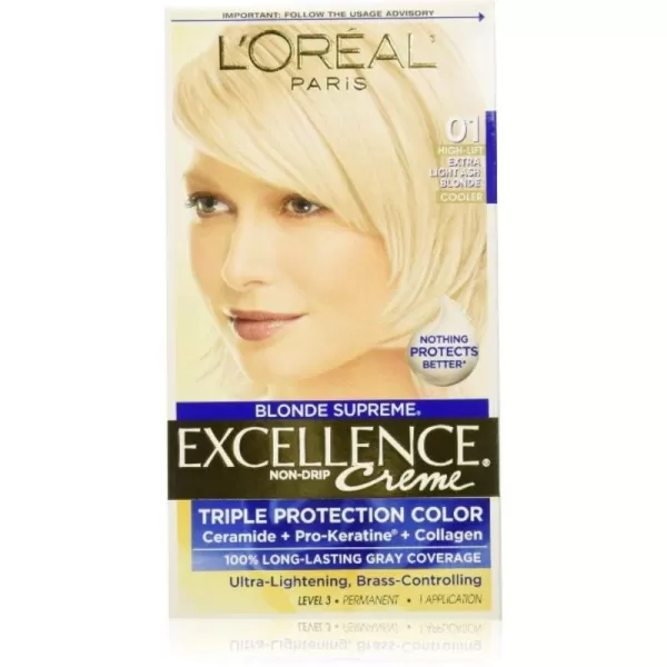 L'Oreal Paris Excellence Creme Permanent Hair Color, 8 Medium Blonde, 100 percent Gray Coverage Hair Dye, Pack of 2