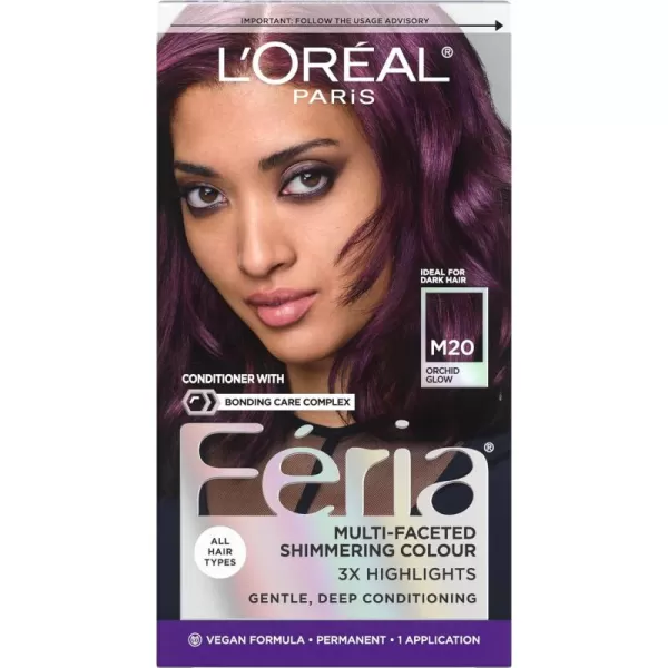 L'Oreal Paris Feria Multi-Faceted Shimmering Permanent Hair Color, 20 Black Leather , Pack of 1, Hair Dye