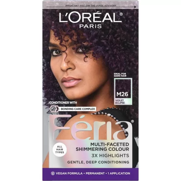 L'Oreal Paris Feria Multi-Faceted Shimmering Permanent Hair Color, 20 Black Leather , Pack of 1, Hair Dye