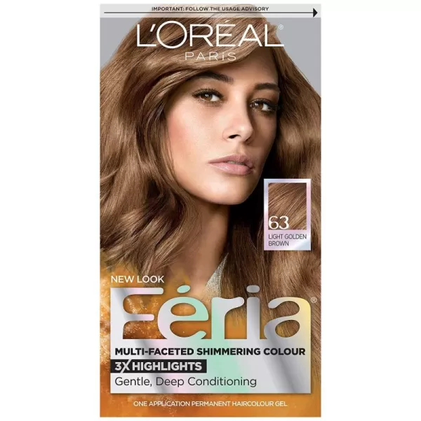 L'Oreal Paris Feria Multi-Faceted Shimmering Permanent Hair Color, B61 Downtown Brown, Hair Dye Kit, Pack of 2