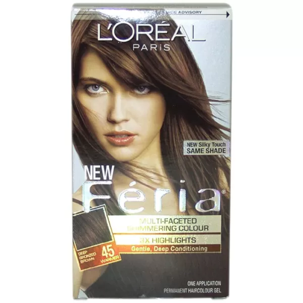 L'Oreal Paris Feria Multi-Faceted Shimmering Permanent Hair Color, B61 Downtown Brown, Hair Dye Kit, Pack of 2