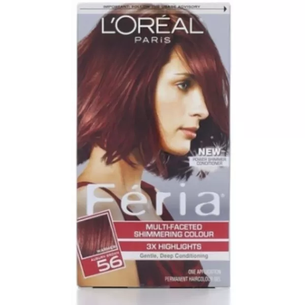 L'Oreal Paris Feria Multi-Faceted Shimmering Permanent Hair Color, B61 Downtown Brown, Hair Dye Kit, Pack of 2