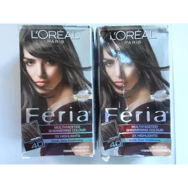 L'Oreal Paris Feria Multi-Faceted Shimmering Permanent Hair Color, B61 Downtown Brown, Hair Dye Kit, Pack of 2