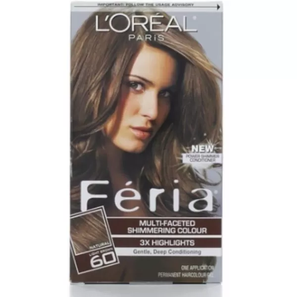 L'Oreal Paris Feria Multi-Faceted Shimmering Permanent Hair Color, B61 Downtown Brown, Hair Dye Kit, Pack of 2