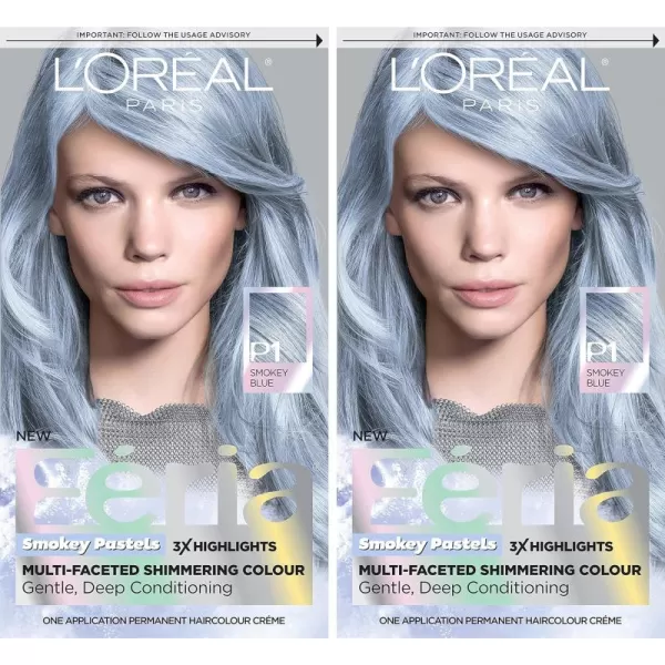 L'Oreal Paris Feria Multi-Faceted Shimmering Permanent Hair Color, B61 Downtown Brown, Hair Dye Kit, Pack of 2