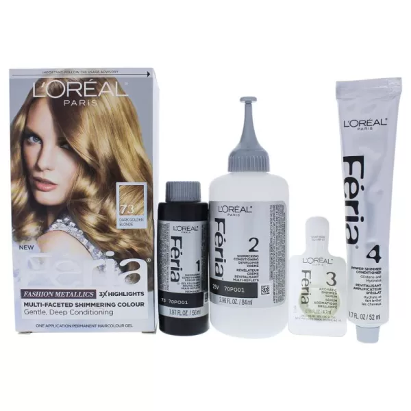 L'Oreal Paris Feria Multi-Faceted Shimmering Permanent Hair Color, B61 Downtown Brown, Hair Dye Kit, Pack of 2
