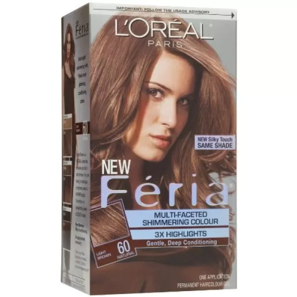 L'Oreal Paris Feria Multi-Faceted Shimmering Permanent Hair Color, B61 Downtown Brown, Hair Dye Kit, Pack of 2