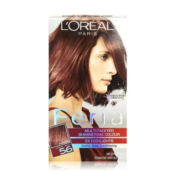 L'Oreal Paris Feria Multi-Faceted Shimmering Permanent Hair Color, B61 Downtown Brown, Hair Dye Kit, Pack of 2