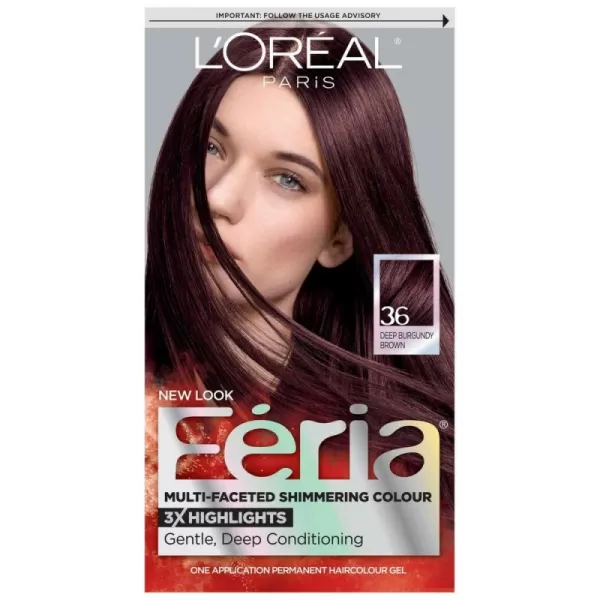 L'Oreal Paris Feria Multi-Faceted Shimmering Permanent Hair Color, B61 Downtown Brown, Hair Dye Kit, Pack of 2