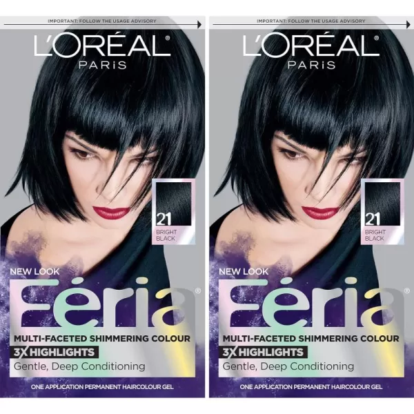 L'Oreal Paris Feria Multi-Faceted Shimmering Permanent Hair Color, B61 Downtown Brown, Hair Dye Kit, Pack of 2)