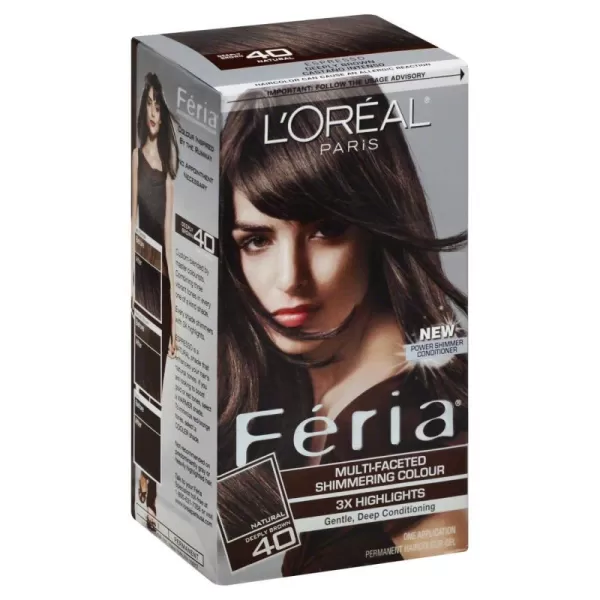 L'Oreal Paris Feria Multi-Faceted Shimmering Permanent Hair Color, B61 Downtown Brown, Hair Dye Kit, Pack of 2