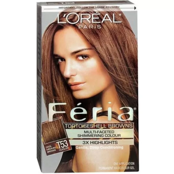 L'Oreal Paris Feria Multi-Faceted Shimmering Permanent Hair Color, B61 Downtown Brown, Hair Dye Kit, Pack of 2
