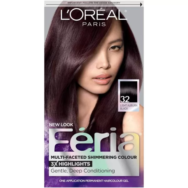 L'Oreal Paris Feria Multi-Faceted Shimmering Permanent Hair Color, B61 Downtown Brown, Hair Dye Kit, Pack of 2