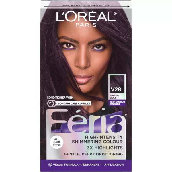 L'Oreal Paris Feria Multi-Faceted Shimmering Permanent Hair Color Hair Dye, V38 Violet Noir )