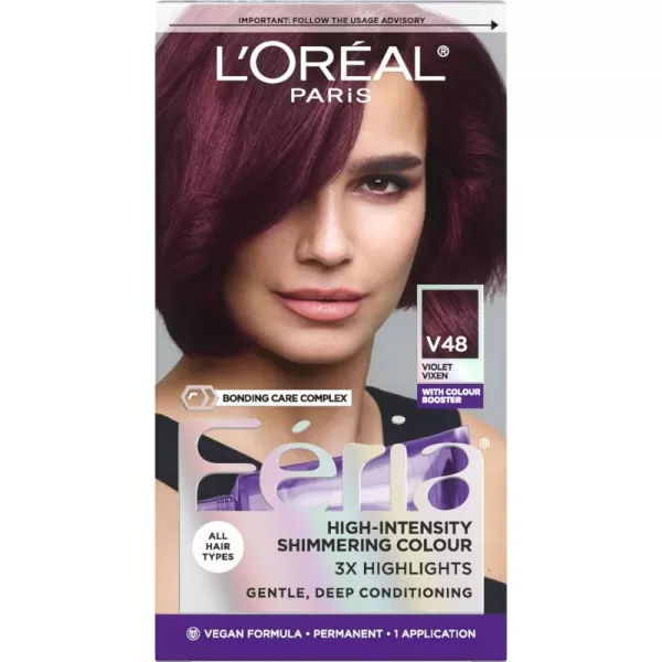 L'Oreal Paris Feria Multi-Faceted Shimmering Permanent Hair Color Hair Dye, V38 Violet Noir )