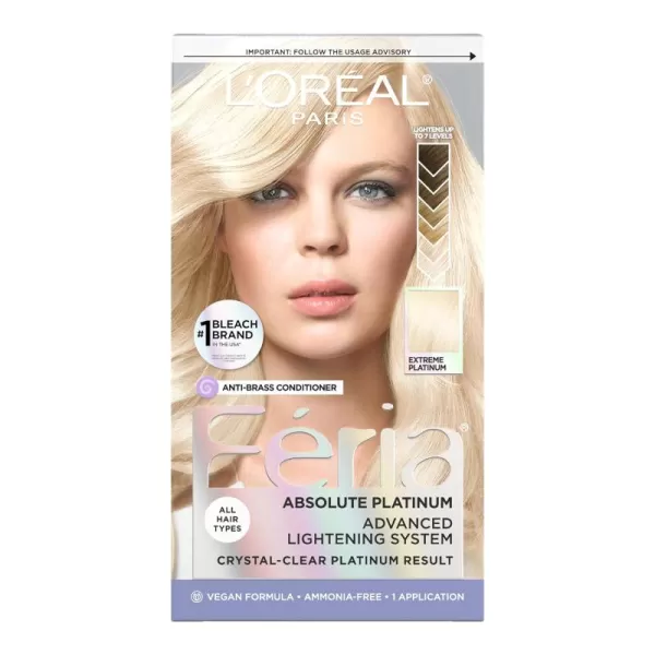 L'Oreal Paris Feria Multi-Faceted Shimmering Permanent Hair Color, Very Platinum, Pack of 1, Hair Dye