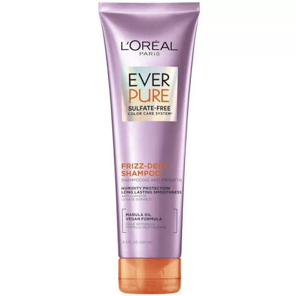 L'Oreal Paris Frizz Defy Shampoo and Conditioner Set, Frizz Control Hair Care with Marula Oil, EverPure, 8.5 Fl Oz, Set of 2