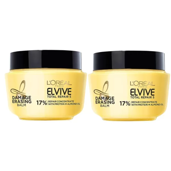 L'Oreal Paris Hair Care Elvive Total Repair 5 Damage Erasing Balm, Conditioning Hair Mask for Damaged Hair, with Almond and Protein, 8.5 fl; oz, 