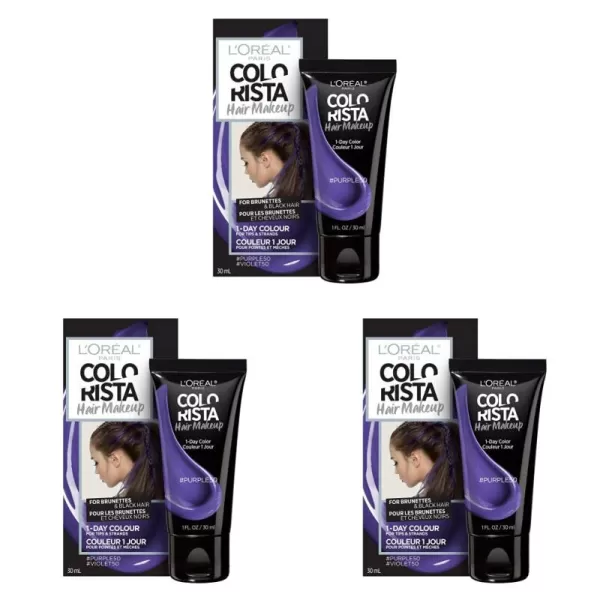 L'Oreal Paris Hair Makeup Temporary 1-Day Hair Color for Brunettes, Blue 60, 1 Fl Oz