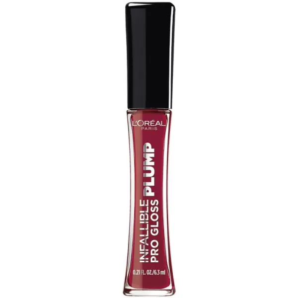 L'Oreal Paris Infallible Pro Gloss Plump Lip Gloss with Hyaluronic Acid, Long Lasting Plumping Shine, Lips Look Instantly Fuller and More Plump, Mauve Glow , 0.21 fl. oz.