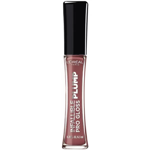 L'Oreal Paris Infallible Pro Gloss Plump Lip Gloss with Hyaluronic Acid, Long Lasting Plumping Shine, Lips Look Instantly Fuller and More Plump, Mauve Glow , 0.21 fl. oz.