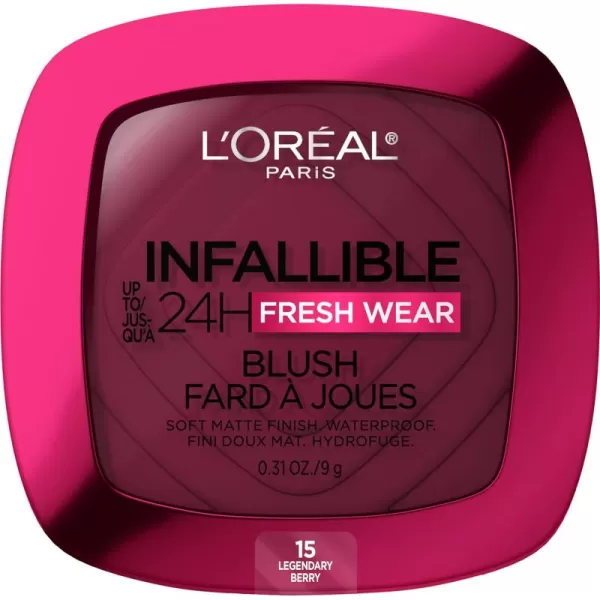 L'Oreal Paris Infallible Up to 24H Fresh Wear Soft Matte Blush, Blendable, Long-Lasting and Waterproof Cheek Make Up, Fearless Coral 05, 0.31 Oz