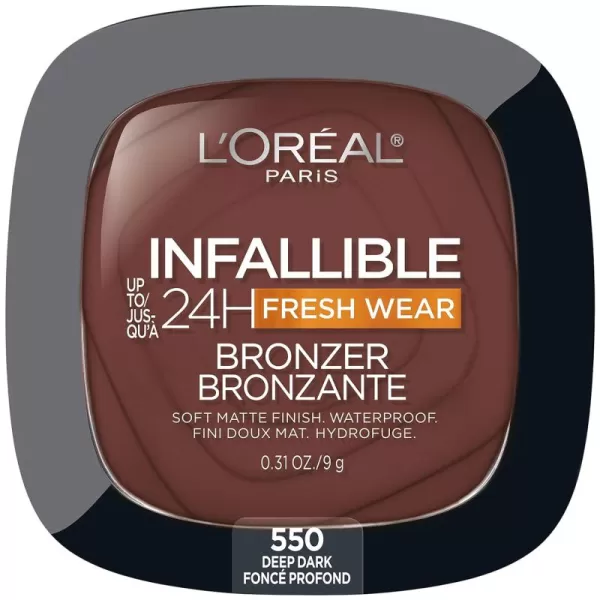 L'Oreal Paris Infallible Up to 24H Fresh Wear Soft Matte Longwear Bronzer. Waterproof, heatproof, Transfer, humidity and sweatproof, Light Medium, 0.31 oz