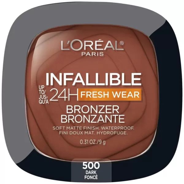 L'Oreal Paris Infallible Up to 24H Fresh Wear Soft Matte Longwear Bronzer. Waterproof, heatproof, Transfer, humidity and sweatproof, Light Medium, 0.31 oz